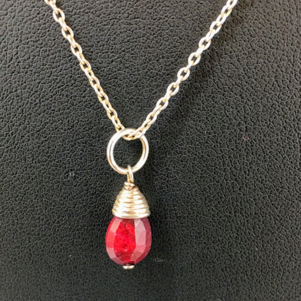 Stella & Dot Sterling Silver Ruby Gemstone Pendan… - image 2